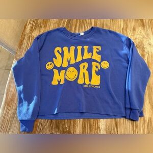 Smile Graphic Crewneck Sweatshirt, Size Large